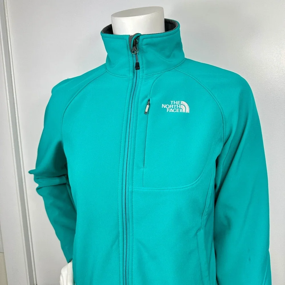 The North Face Softshell Zip Up Jacket XS Teal Green Blue Sporty Casual Layering